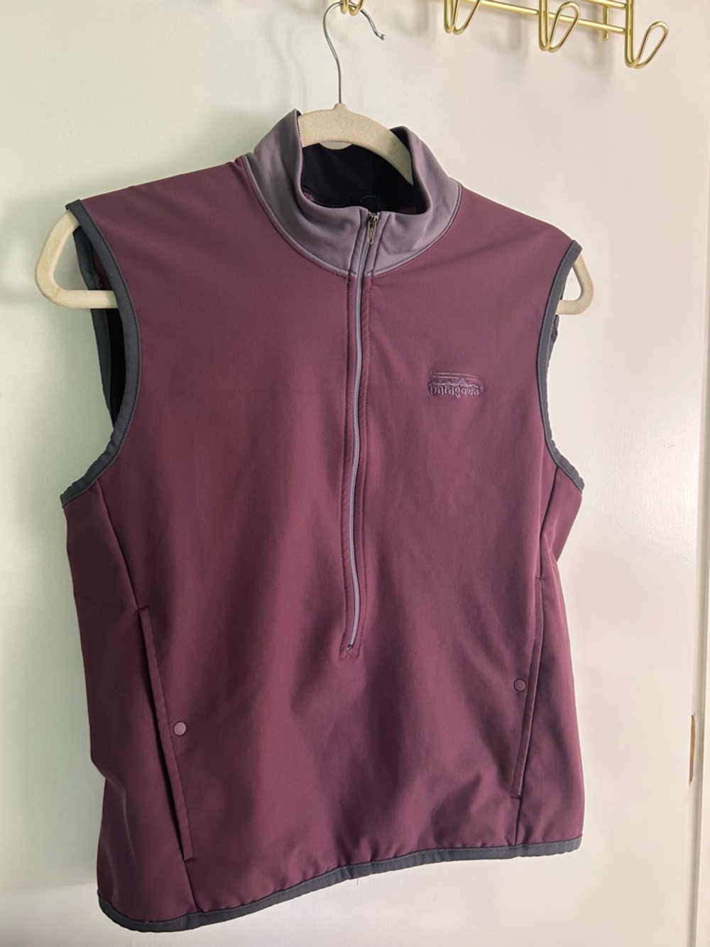 Patagonia Plum Zip-Front Vest with Gray Trim